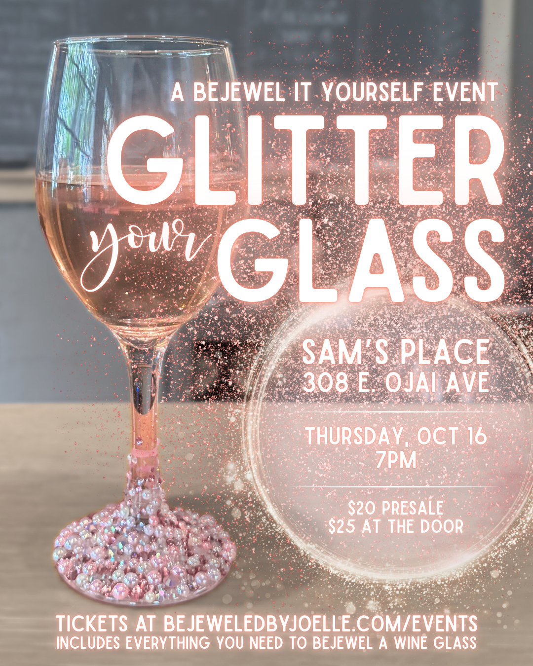 Glitter Your Glass: A Bejewel it Yourself Event at Sam's Place